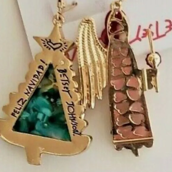 New Betsey Johnson Angel Mismatch Drop Earrings - Picture 5 of 10